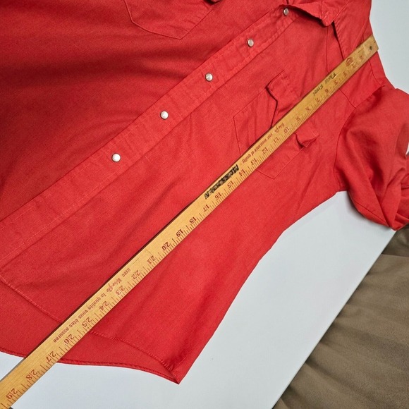 High Country Shirt Mens Medium Orange Western Pearl Snap Cowboy Rodeo Ranchwear‎ - Picture 12 of 13
